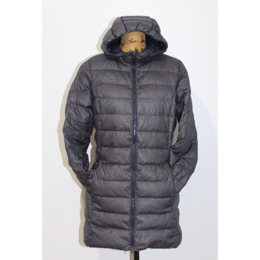 Eddie Bauer EB650 Navy Heather Down Hooded Lightweight Packable Puffer Jacket M